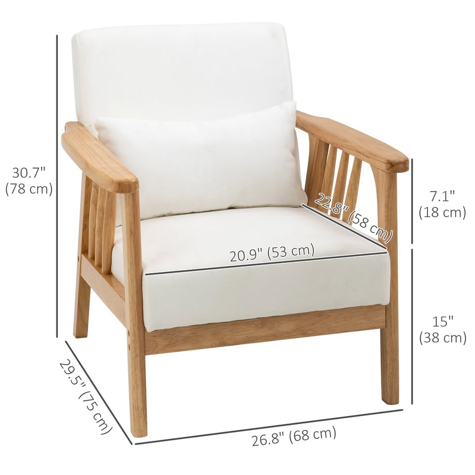 Armchair Upholstered Lounge Chair with Rubber Wood Frame - photo 2