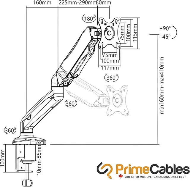 PrimeCables Single Arm Desk Mount Up To 20lb image indicator(4)
