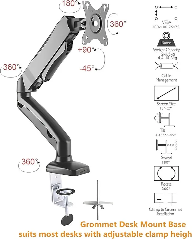 PrimeCables Single Arm Desk Mount Up To 20lb image indicator(5)