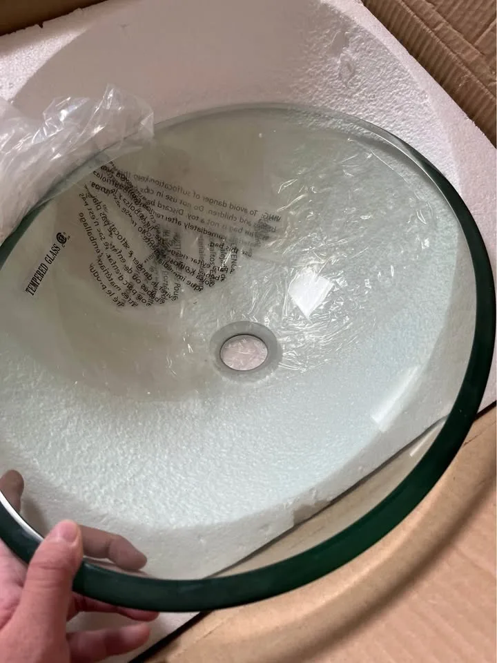 Glass sink, Oval clear tempered glass basin image indicator(6)