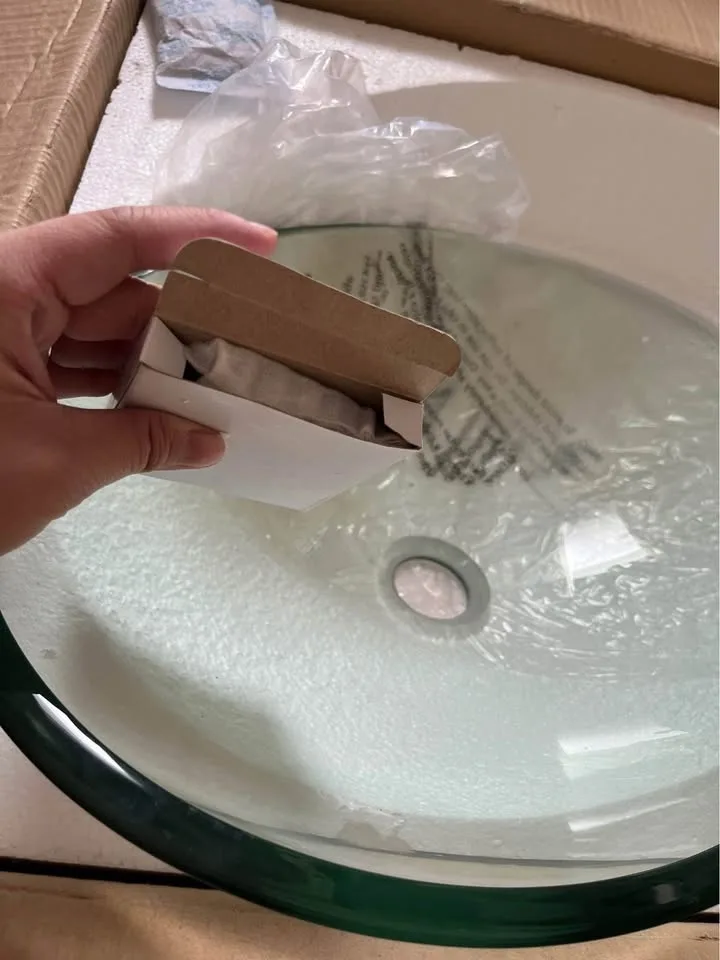 Glass sink, Oval clear tempered glass basin image indicator(7)