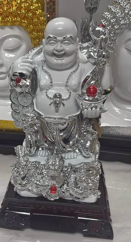 Big Silver Laughing Buddha