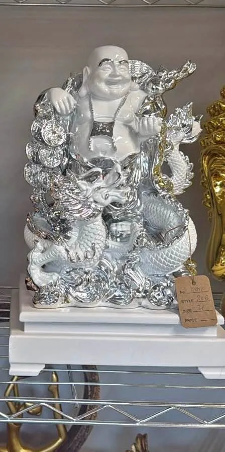 Silver Laughing Buddha