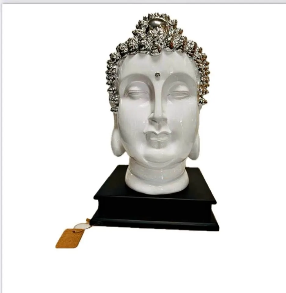 White and Silver Buddha Head