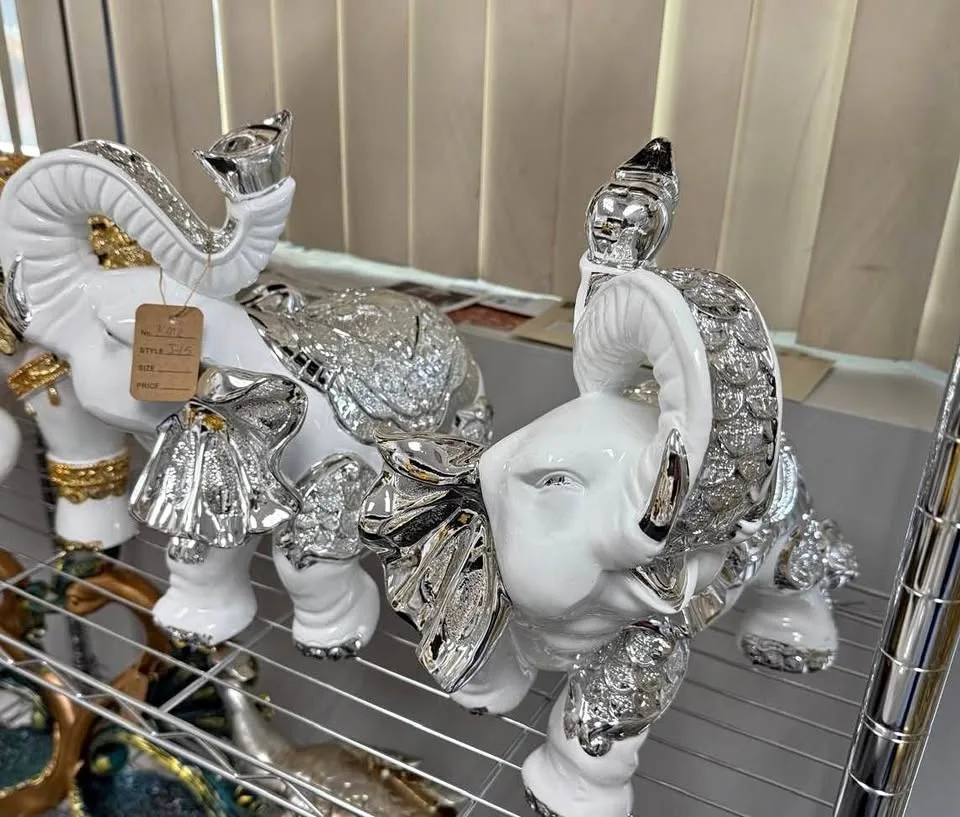 Silver Pair of Elephants