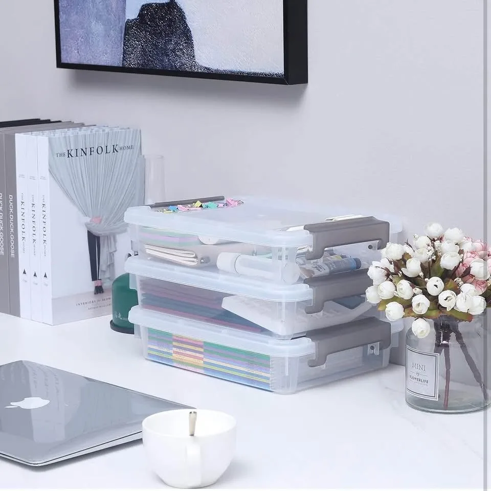 *NEW* 3 PCS Plastic Storage Bins with Latching Lids image indicator(7)