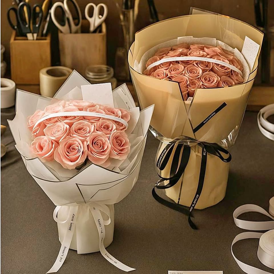 20 Sheets Red Waterproof Flower Wrapping Paper