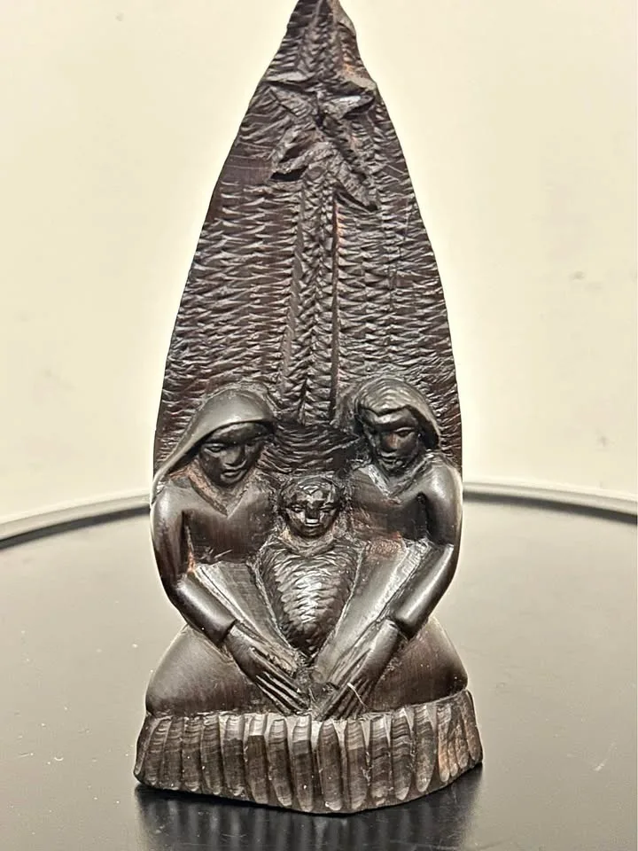 Hand-Carved Nativity Figurine – Solid Wood – Vintage Folk Art 6,