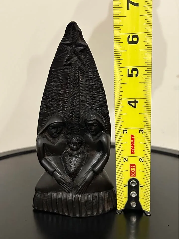 Hand-Carved Nativity Figurine – Solid Wood – Vintage Folk Art 6, image indicator(8)