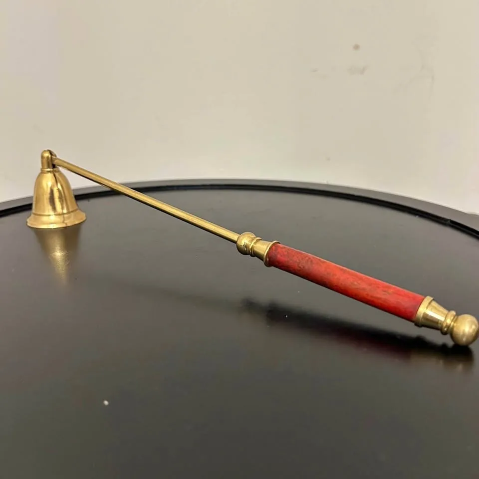 Vintage Brass Candle Snuffer with Wood Handle