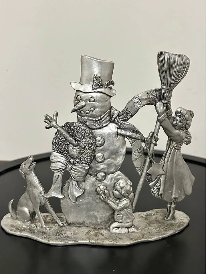 Collectible Seagull Pewter Christmas Snowman Scene