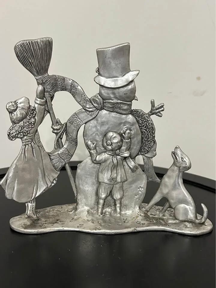 Collectible Seagull Pewter Christmas Snowman Scene image indicator(2)