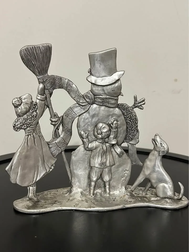 Collectible Seagull Pewter Christmas Snowman Scene image indicator(8)