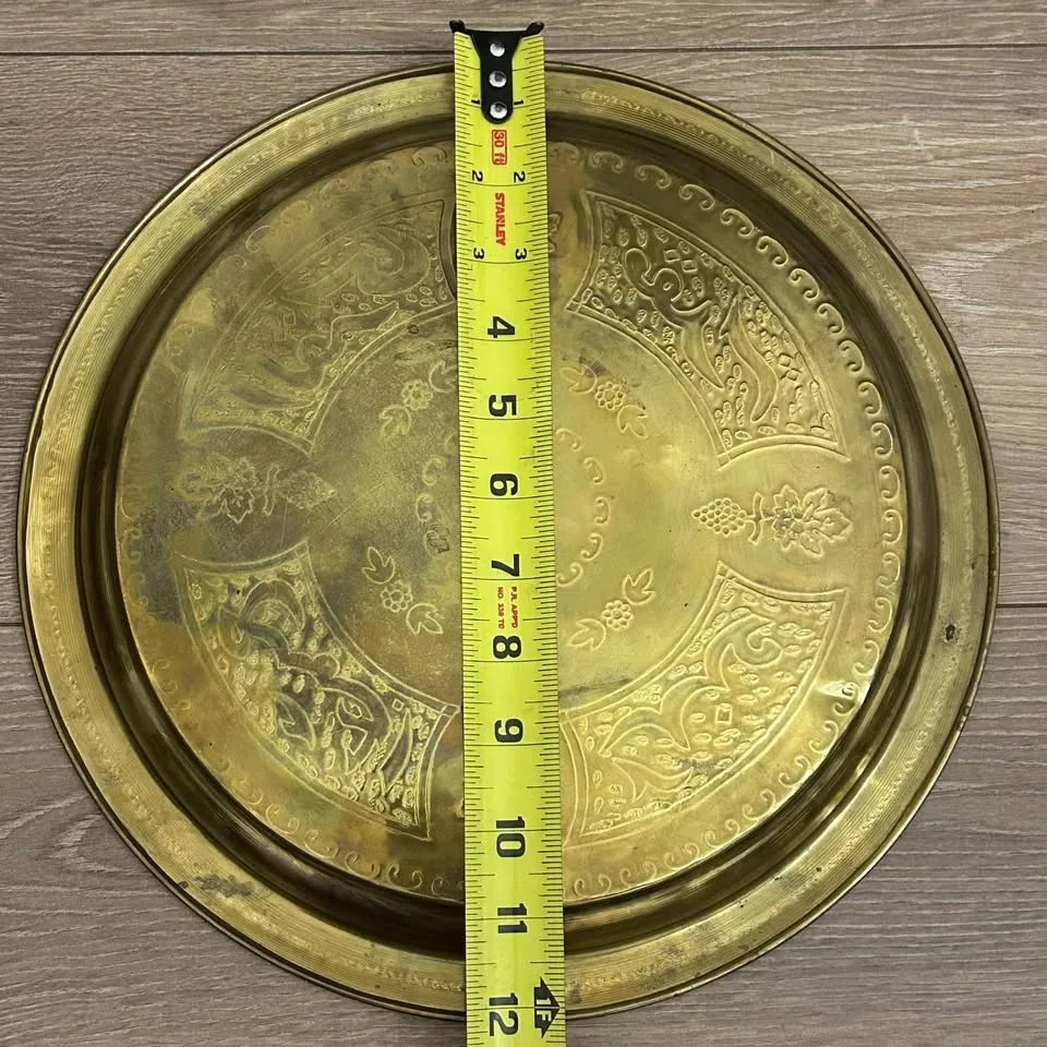 Vintage Brass Middle Eastern Decorative Plate • Hand-Hammered 12 image indicator(7)