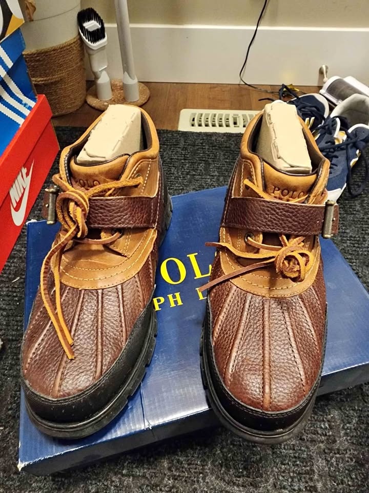 Mens Polo Ralph Lauren leather boots brown tan Dover 3 size 11
