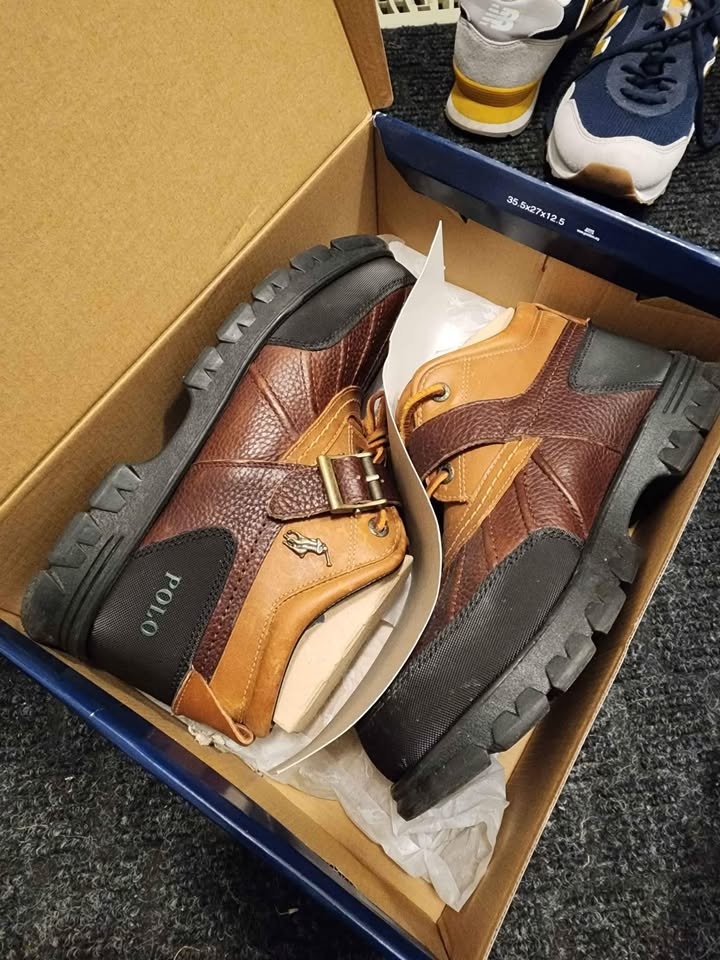 Mens Polo Ralph Lauren leather boots brown tan Dover 3 size 11 - photo 2