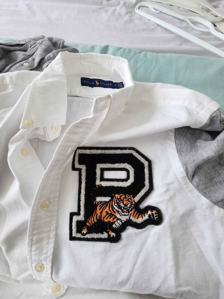Rare Polo Ralph Lauren Dress shirt varsity rugby P tiger Mens Me - photo 3