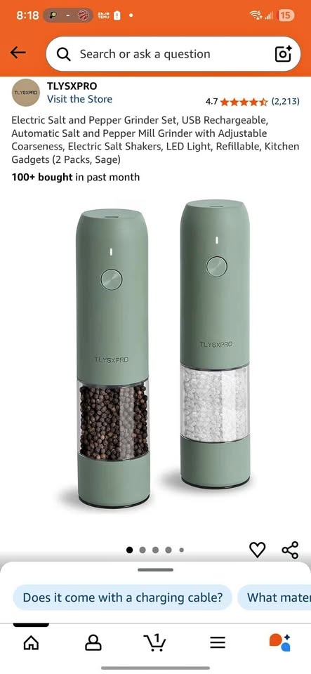 New Electric Salt and Pepper Grinder Set