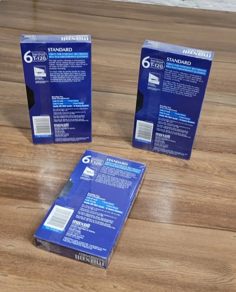3 MAXELL Video Cassette Standard 6 hour T-120 VHS Tapes image indicator(4)