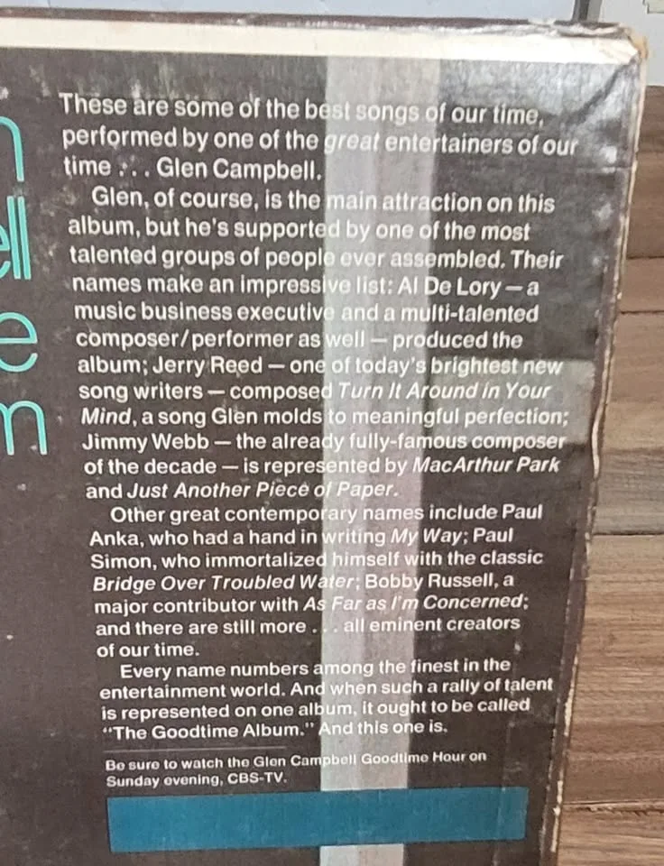 Glen Campbell Goodtime Album vinyl record LP SW-493 image indicator(5)