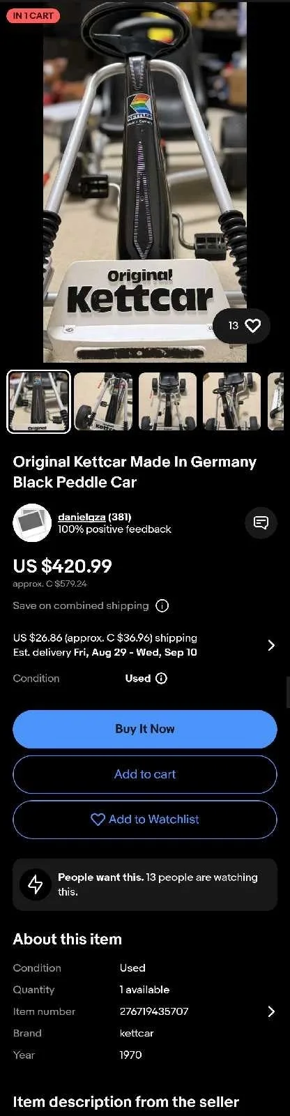 VERY RARE Original Kettcar Pedal Car image indicator(2)