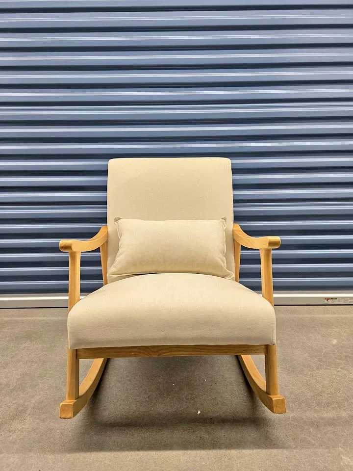 Modern Linen Rocking Chair – Brand New