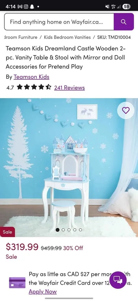 Teamson Kids Dreamland Castle Vanity – Brand New image indicator(9)