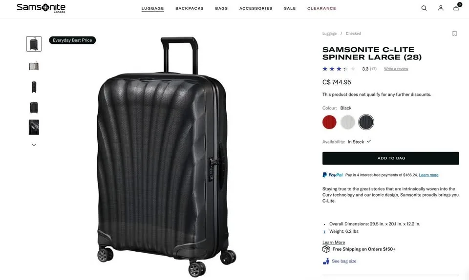 SAMSONITE C-LITE SPINNER LARGE (28) image indicator(10)