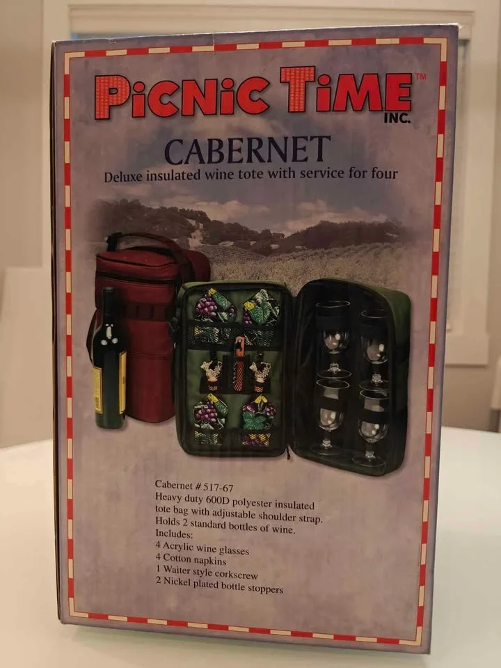 Picnic Time Wine Tote for 4! Cabernet edition