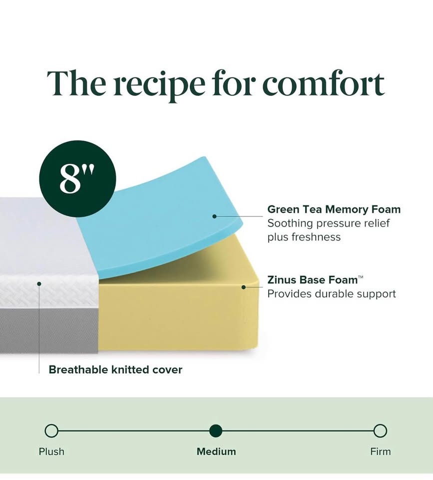 Zinus Twin Mattress - 8 Inch Green Tea Memory Foam (SEALED) - photo 3