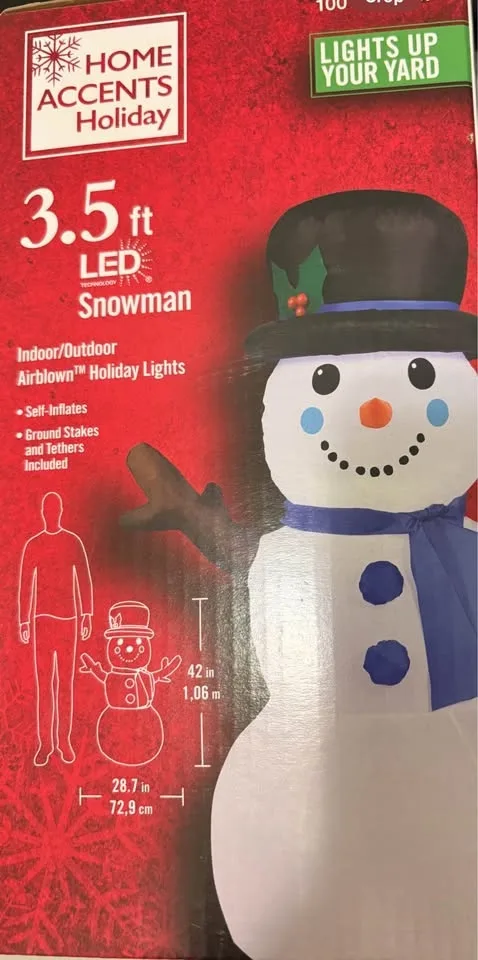 3.5ft Christmas LED Airblown Snowman with Top Hat (Brand new) image indicator(2)