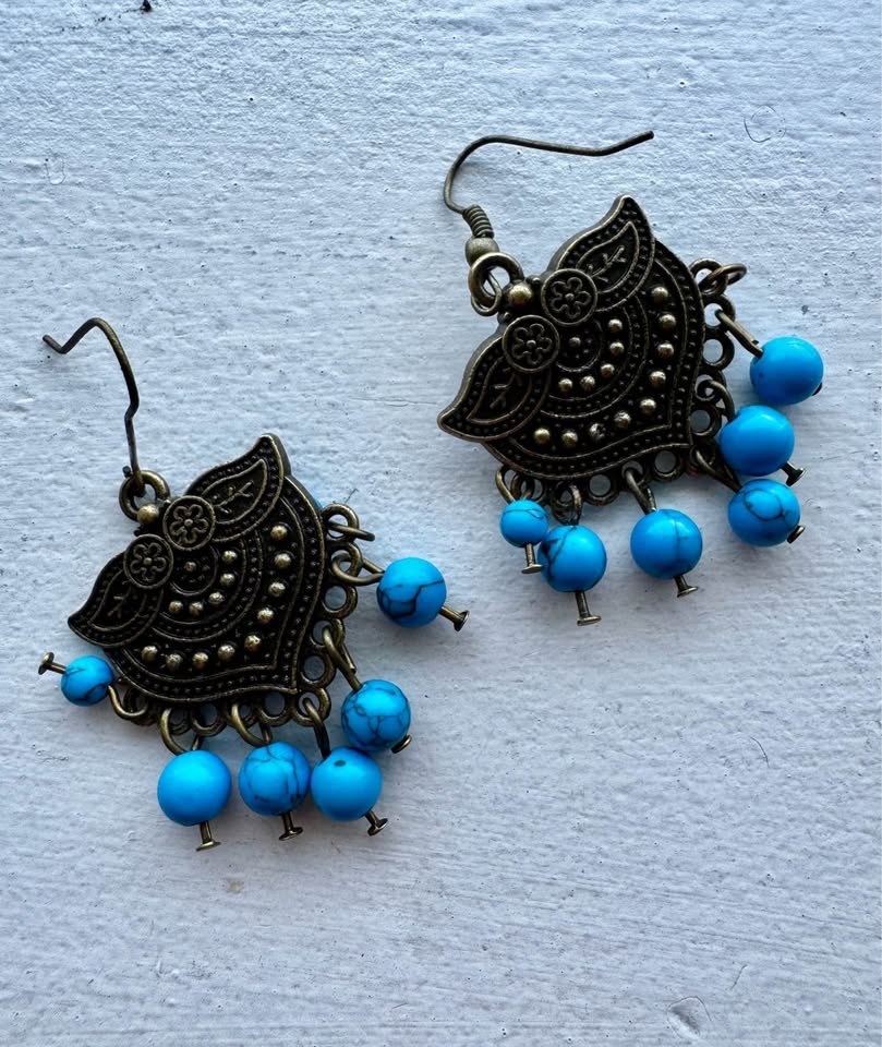 Ukrainian-style jewelry — earrings and double necklace - photo 2