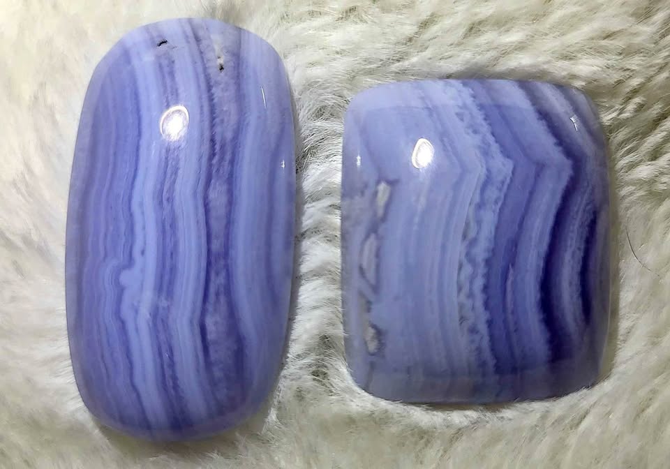 Blue Lace Agate Cabochons - 2 only