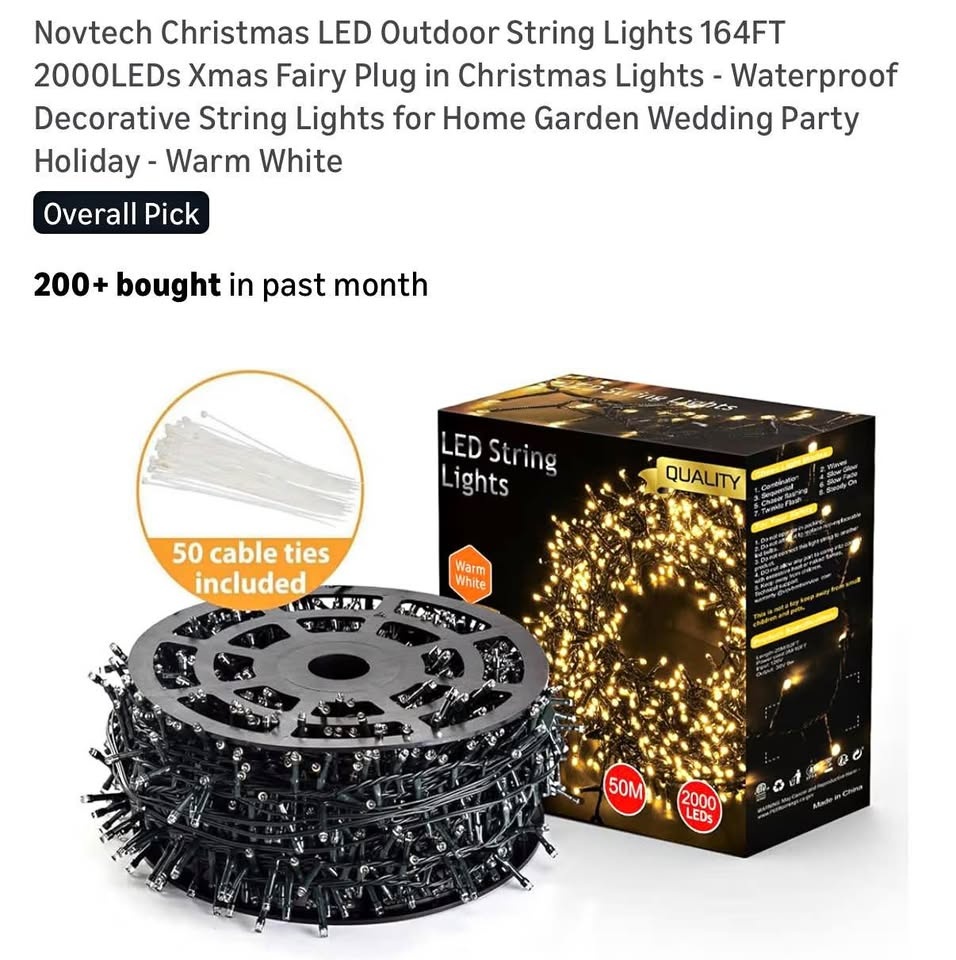 Brand new led string lights 164 f 2000 leds warm white indoor&Ou