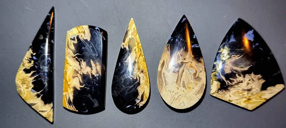 Palm Root Fossil cabochons - Hand Cut and Polished - RARE - image indicator(9)