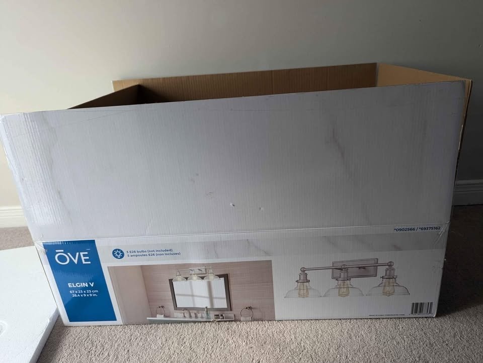 Ove Elgin V 26 inch Wide 3 Light Brushed Nickel Vanity Light - photo 2