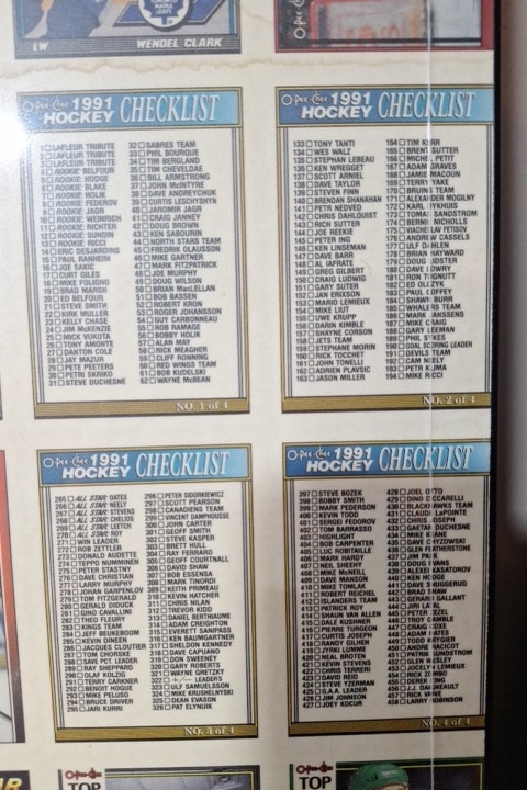 NHL 1991, O Pee Chee Uncut Sheet - photo 2