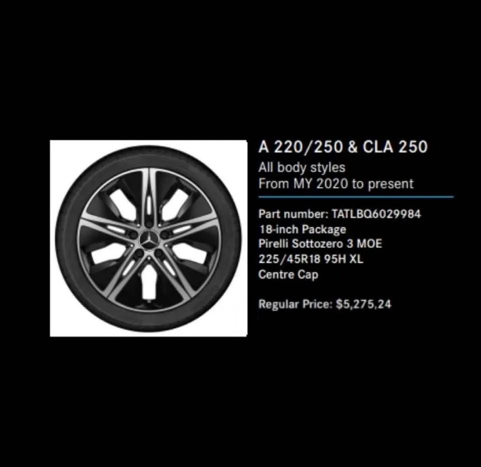 Set (4) of OEM Mercedes rim and Pirelli winter tires - 225 45 18 image indicator(9)