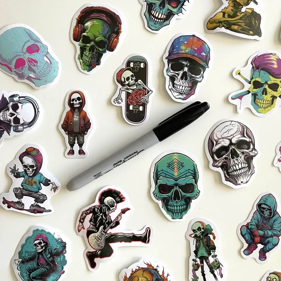Pack of 53 pcs Skull Themed Stickers image indicator(7)