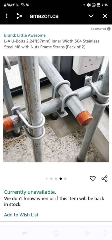 Set of 2 2.24" 304 Stainless Steel Round U Bolts image indicator(2)