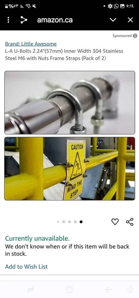 Set of 2 2.24" 304 Stainless Steel Round U Bolts image indicator(3)