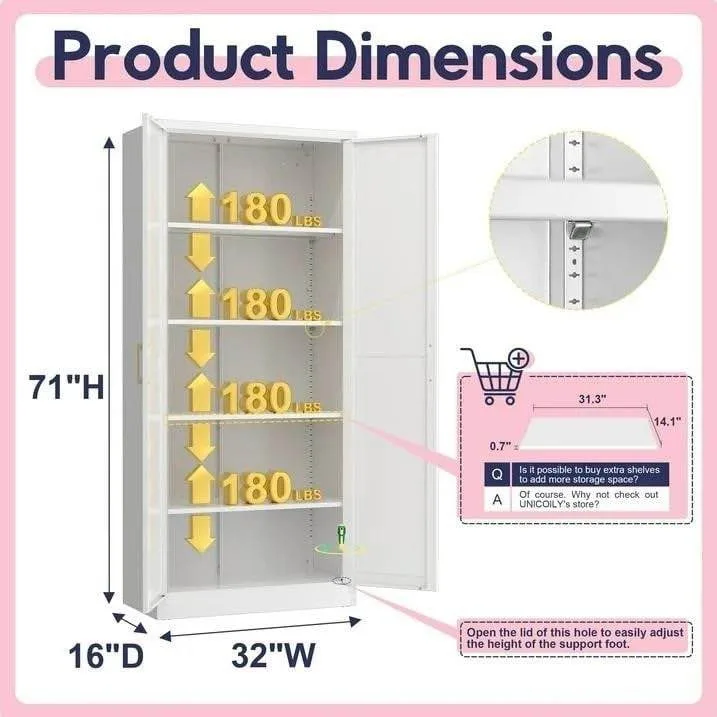 71” Tall Modern Metal Pantry Storage Cabinet image indicator(2)