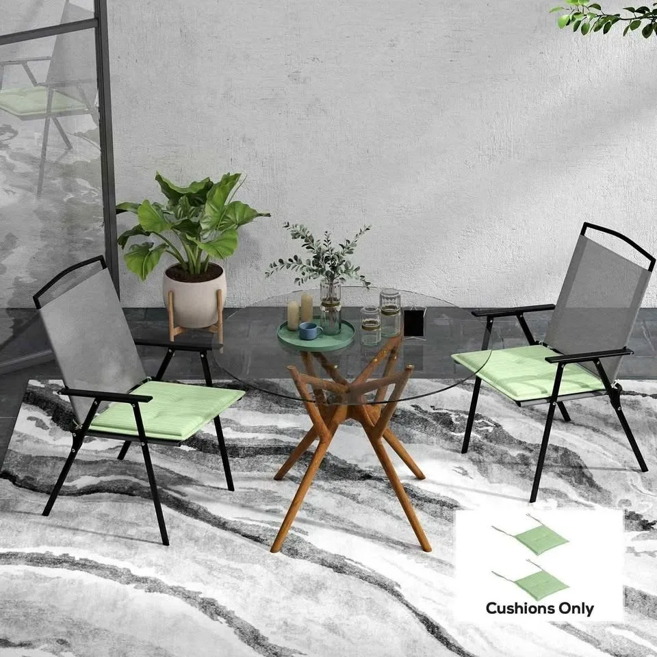 Outsunny Patio Chair Cushions with Ties, Green - Set of 2