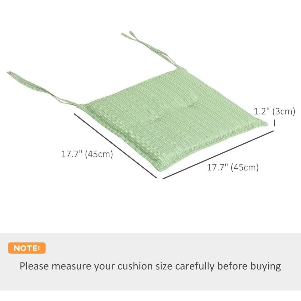 Outsunny Patio Chair Cushions with Ties, Green - Set of 2 - photo 3