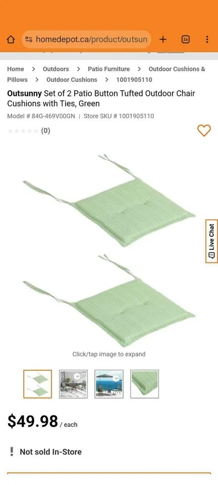 Outsunny Patio Chair Cushions with Ties, Green - Set of 2 image indicator(6)