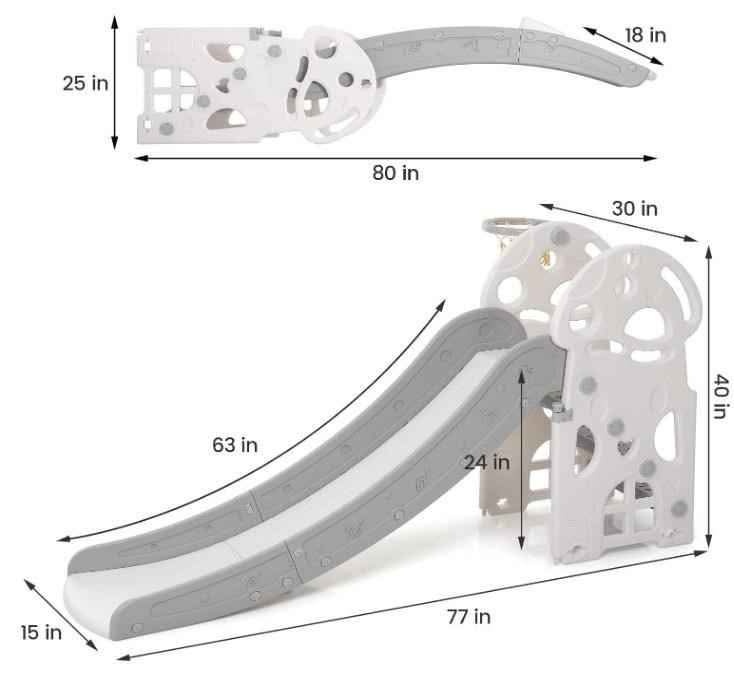 RONIPIC 3 in 1 Toddler Slide - Gray - photo 2