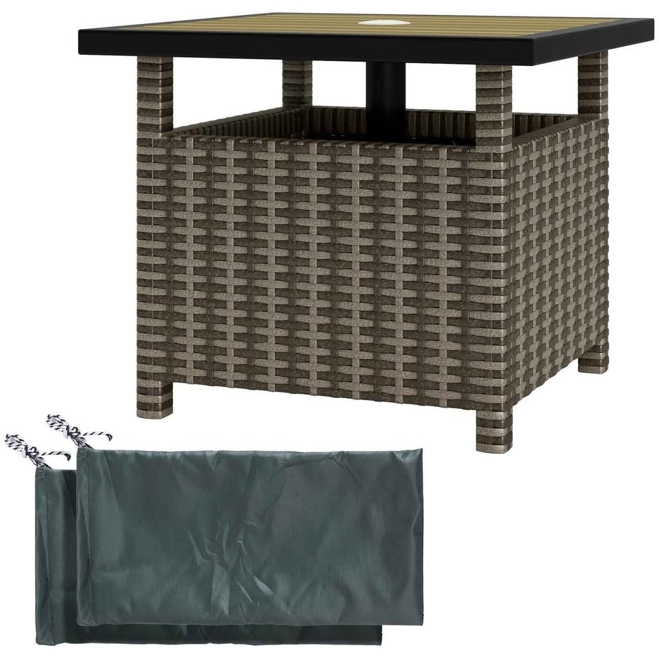 Outsunny Rattan Coffee Table with Umbrella Hole - photo 2