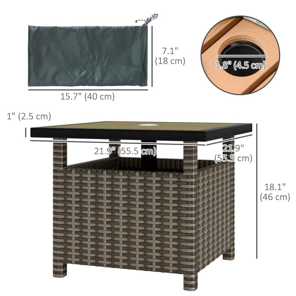Outsunny Rattan Coffee Table with Umbrella Hole - photo 3