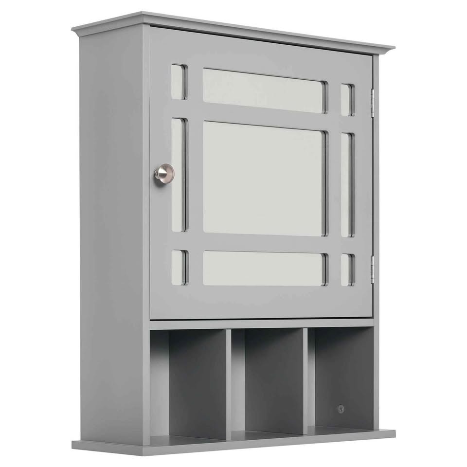 kleankin Bathroom Mirror Cabinet, Wall Mounted, Grey - photo 2