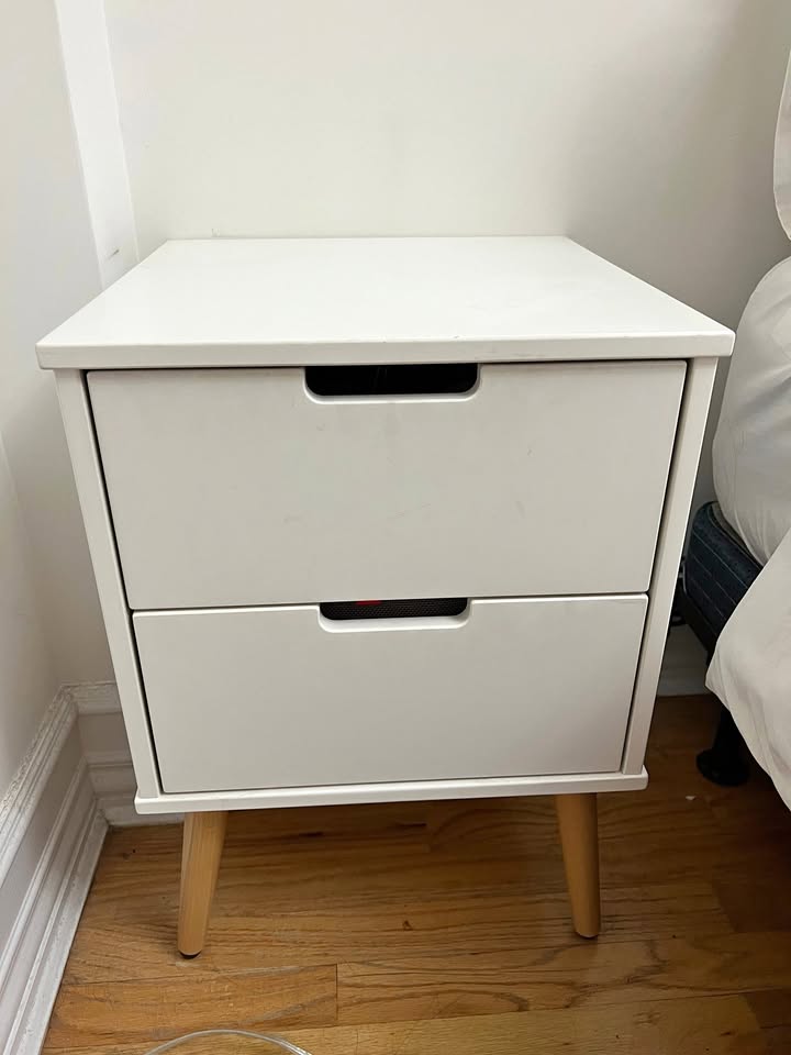 White Nightstand w/ 2 Deep Drawers